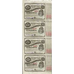 Uncut Sheet of (4) State of Louisiana Baby Bond Obsolete Notes