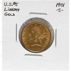 1901-S $5 Liberty Head Half Eagle Gold Coin