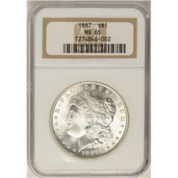 1887 $1 Morgan Silver Dollar Coin NGC MS65