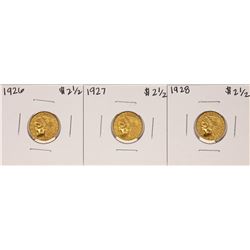 Lot of 1926-1928 $2 1/2 Indian Head Quarter Eagle Gold Coins