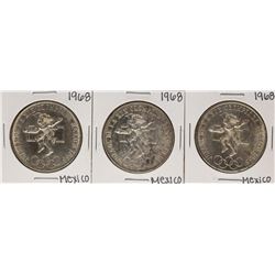 Lot of (3) 1968 Mexico 25 Pesos Olympics Commemorative Coins