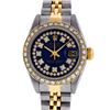 Image 2 : Rolex Ladies Two Tone Quickset 18K Blue String Diamond Datejust Wristwatch