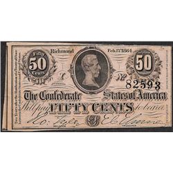1864 Fifty Cents Confederate States of America Note