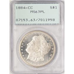 1884-CC $1 Morgan Silver Dollar Coin PCGS MS63PL Old Green Rattler