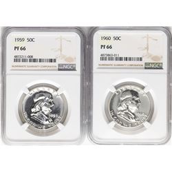 Lot of 1959 & 1960 Franklin Half Dollar Coins NGC PF66