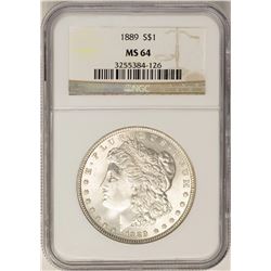 1889 $1 Morgan Silver Dollar Coin NGC MS64