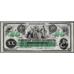 1872 $20 State of South Carolina Revenue Bond Obsolete Note
