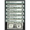 Image 1 : Lot of (6) Consecutive 1957A $1 Silver Certificate Notes PMG Superb Gem Unc. 68E