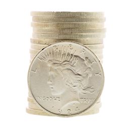 Roll of (20) Brilliant Uncirculated 1922-1924 $1 Peace Silver Dollar Coins