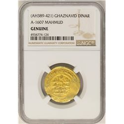 AH389-421 Ghaznavid Dinar A-1607 Mahmud Gold Coin NGC Genuine