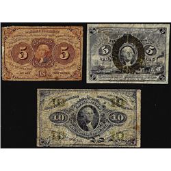 Lot of (3) Miscellaneous Fractional Currency Notes