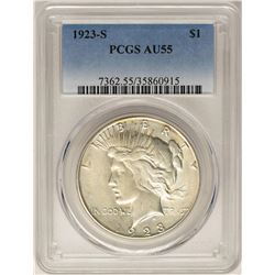 1923-S $1 Peace Silver Dollar Coin PCGS AU55