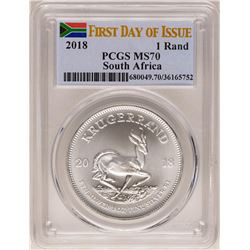 2018 South Africa Krugerrand Silver Coin PCGS MS70 First Issue