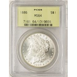 1886 $1 Morgan Silver Dollar Coin PCGS MS64 Old Green Holder