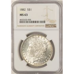 1882 $1 Morgan Silver Dollar Coin NGC MS63