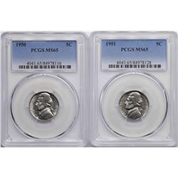 Lot of 1950-1951 Jefferson Nickel Coins PCGS MS65