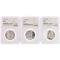 Lot of 1957-1959 Franklin Half Dollar Coins NGC PF67