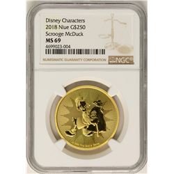 2018 Niue $250 Scrooge McDuck Disney Gold Coin NGC MS69