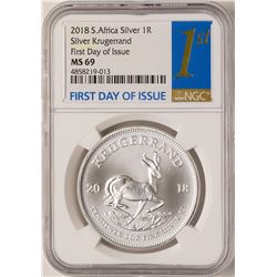 2018 South Africa Krugerrand Silver Coin NGC MS69 First Day of Issue