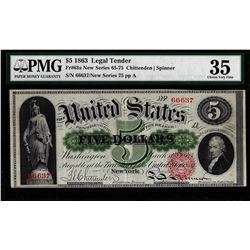 1863 $5 Legal Tender Note Fr.63a PMG Choice Very Fine 35