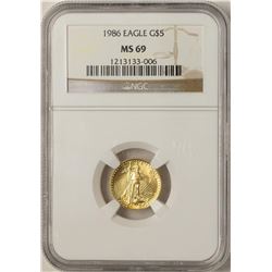 1986 $5 American Gold Eagle Coin NGC MS69