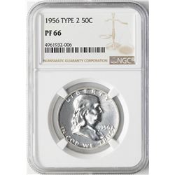 1956 Type 2 Franklin Half Dollar Coin NGC PF66