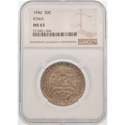 1946 Iowa Centennial Commemorative Half Dollar Coin NGC MS65