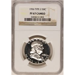 1956 Type 2 Franklin Half Dollar Proof Coin NGC PF67 Cameo