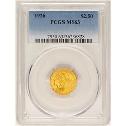 1926 $2 1/2 Indian Head Quarter Eagle Gold Coin PCGS MS63