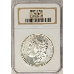 1881-S $1 Morgan Silver Dollar Coin NGC MS65