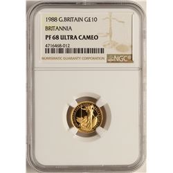 1988 Great Britain 10 Pound Britannia Gold Coin NGC PF68 Ultra Cameo