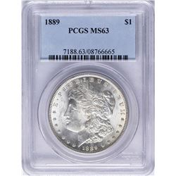 1889 $1 Morgan Silver Dollar Coin PCGS MS63