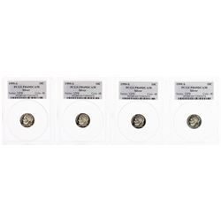 Lot of (4) 1999-S Proof Silver Roosevelt Dime Coins PCGS PR69DCAM