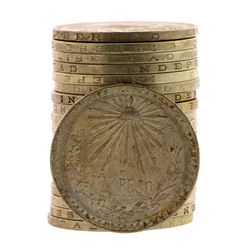 Roll of (20) Brilliant Uncirculated 1943 Mexico Un Peso Silver Coins
