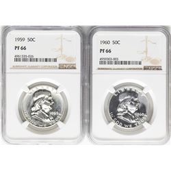 Lot of 1959 & 1960 Franklin Half Dollar Coins NGC PF66