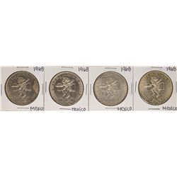 Lot of (4) 1968 Mexico 25 Pesos Olympics Commemorative Coins