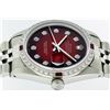 Image 4 : Rolex Men's Stainless Steel Red Vignette Diamond & Ruby Datejust Wristwatch