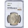 Image 1 : 1925-S $1 Peace Silver Dollar Coin NGC MS62