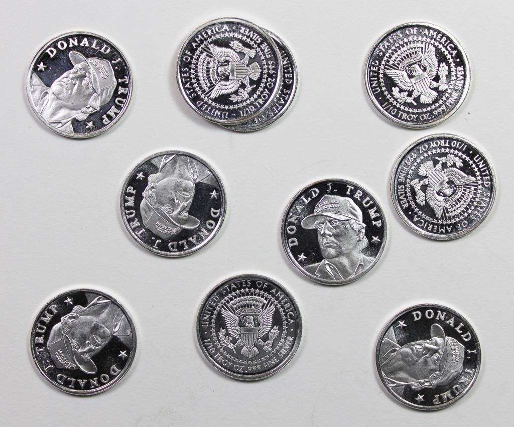 Trump Rounds 10 .999 SILVER 1/10 OZ DONALD TRUMP ROUNDS