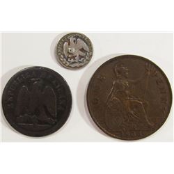 1878 Mexico Un Centavo, 1935 Gr. Brit. Penny,