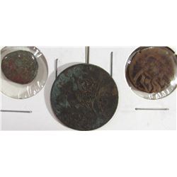 2-Ancient Bronze Coins; unidentified coin