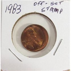 Off Center 1983 Lincoln Cent Error Coin