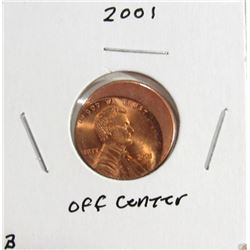 Off Center 2001 Lincoln Cent Error Coin