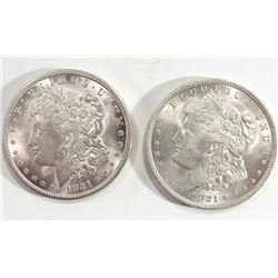 2- 1921 Morgan Dollars