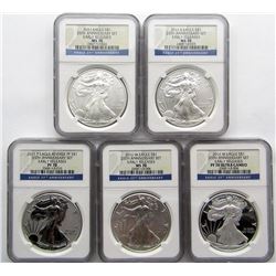 2011 25TH ANNIV NGC GRADED 5 COIN SET