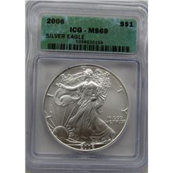 2006 AMERICAN SILVER EAGLE ICG MS69