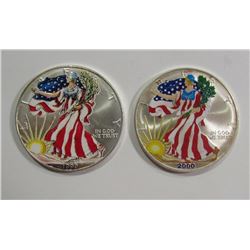 1999 & 2000 COLORIZED AMERICAN SILVER EAGLES