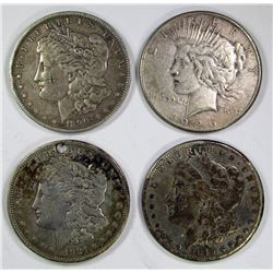 4-SILVER DOLLARS;MIXED DATES/MINT MARKS/GRADES