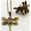 Image 1 : MATHCING SET OF DRAGONFLY NECKLACE AND