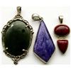 Image 1 : 3-ANTIQUE STERLING PENDANTS W/LARGE STONES!